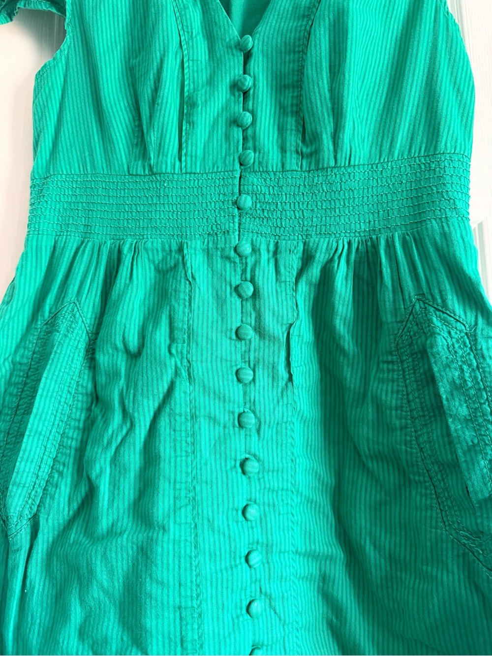 Emerald Green Maeve Anthropologie Midi Dress With Pockets Small - Picture 3 of 4